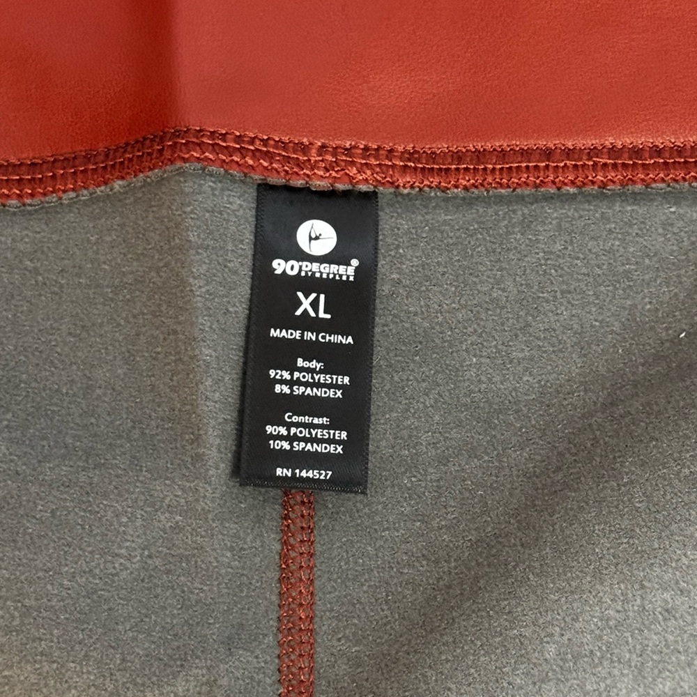 90 Degree By Reflex High-Waist Faux Leather Leggings in Burgundy - Picture 8 of 8